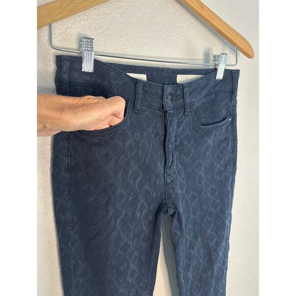 Pilcro and the Letterpress Script Jacquard Navy Blue Pants Size 25 Preppy Y2K - Picture 5 of 9